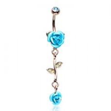 Rose Gold Bright Metal Rose Belly Button Ring