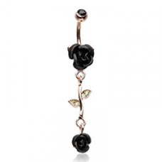 Rose Gold Bright Metal Rose Belly Button Ring