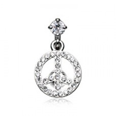 Peace Bedazzled Reverse Belly Button Ring