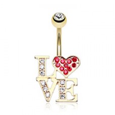 Golden Charming LOVE Belly Button Ring