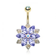 Golden Marquis Lotus Belly Button Ring