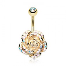 Golden Gleam Rose Belly Button Ring
