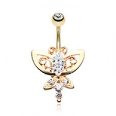 Golden Butterfly Grand Belly Button Ring