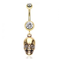 Golden Skull Amour Belly Button Ring