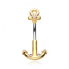 Golden Classic Anchor Dock Belly Button Ring