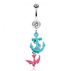 Classic Sparrow Anchor Belly Button Ring