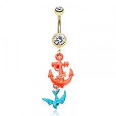 Golden Sparrow Anchor Belly Button Ring