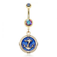 Golden Marine Anchor Rivet Belly Button Ring