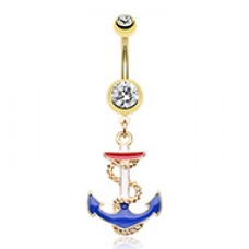 Golden Classic Euro Anchor Belly Button Ring