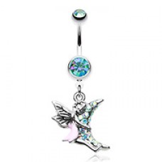 Adorable Moon Hugging Fairy Belly Button Ring