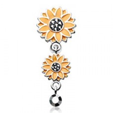 Beach Sunflower Reverse Belly Button Ring