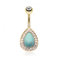 Golden Avice Turquoise Multi-Gem Belly Button Ring