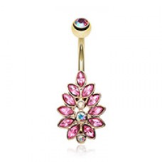 Golden Gisela Leaflet Multi-Gem Belly Button Ring