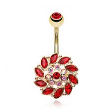 Golden Bera Sun Multi-Gem Belly Button Ring