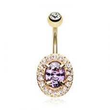 Golden Sparkle Prong Gem Belly Button Ring