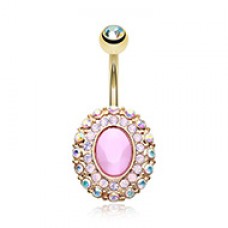 Golden Pink Radiance Belly Button Ring