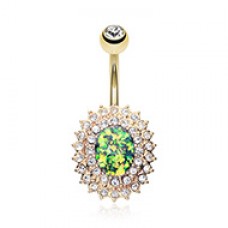 Golden Radiant Opal Sparkle Belly Button Ring