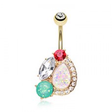 Golden Sparkle Opal Medley Belly Button Ring