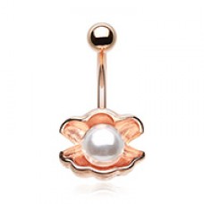 Rose Gold Ariel's Shell with Pearl Belly Button Ring