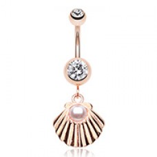 Rose Gold Ariel's Shell Dangle Belly Button Ring