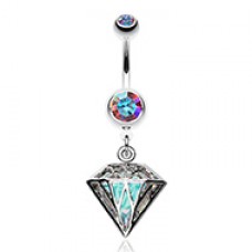Urban Iridescent Diamond Belly Button Ring
