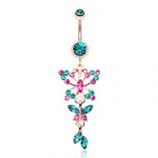 Rose Gold Glam Butterfly Fall Fancy Belly Ring