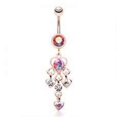 Rose Gold Sparkle Multi Heart Belly Button Ring