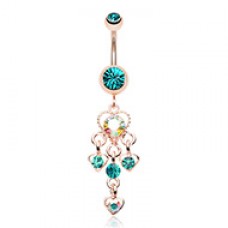 Rose Gold Sparkle Multi Heart Belly Button Ring