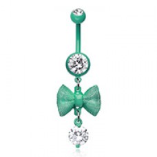 Mint Dainty Bow-Tie Belly Button Ring