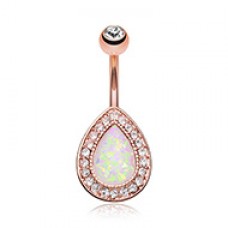 Rose Gold Opal Avice Belly Button Ring