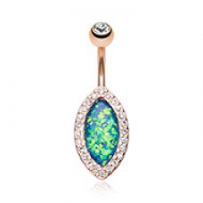 Rose Gold Opal Diamante Belly Button Ring