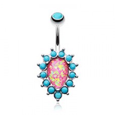 Opulent Opal Turquoise Belly Button Ring