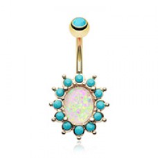 Golden Elegant Opal Turquoise Belly Button Ring