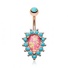 Rose Gold Opulent Opal Turquoise Belly Button Ring
