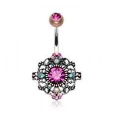Vintage Boho Filigree Flower Belly Button Ring