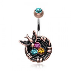 Vintage Boho Sparrow Birdnest Belly Button Ring