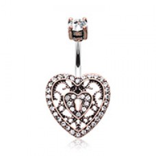 Vintage Boho Filigree Heart Lock Belly Button Ring