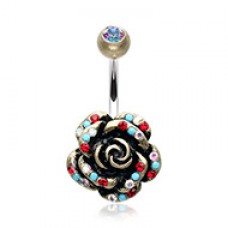 Vintage Boho Gleam Rose Belly Button Ring