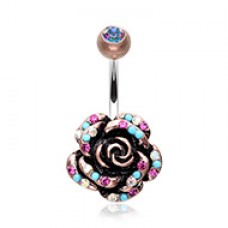 Vintage Boho Gleam Rose Belly Button Ring