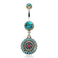 Vintage Boho Sahasrara Chakra Belly Button Ring