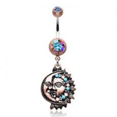 Vintage Boho Sun & Moon Belly Button Ring