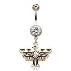 Vintage Boho Aztec Thunderbird Mural Belly Button Ring