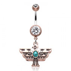 Vintage Boho Aztec Thunderbird Mural Belly Button Ring