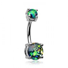Opal Sparkle Prong Set Belly Button Ring