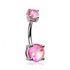 Opal Sparkle Prong Set Belly Button Ring
