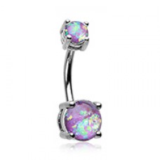 Opal Sparkle Prong Set Belly Button Ring