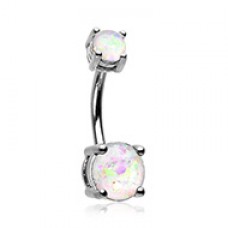 Opal Sparkle Prong Set Belly Button Ring