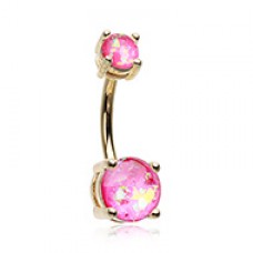 Golden Opal Sparkle Prong Set Belly Button Ring