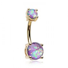 Golden Opal Sparkle Prong Set Belly Button Ring