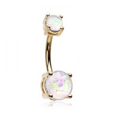 Golden Opal Sparkle Prong Set Belly Button Ring